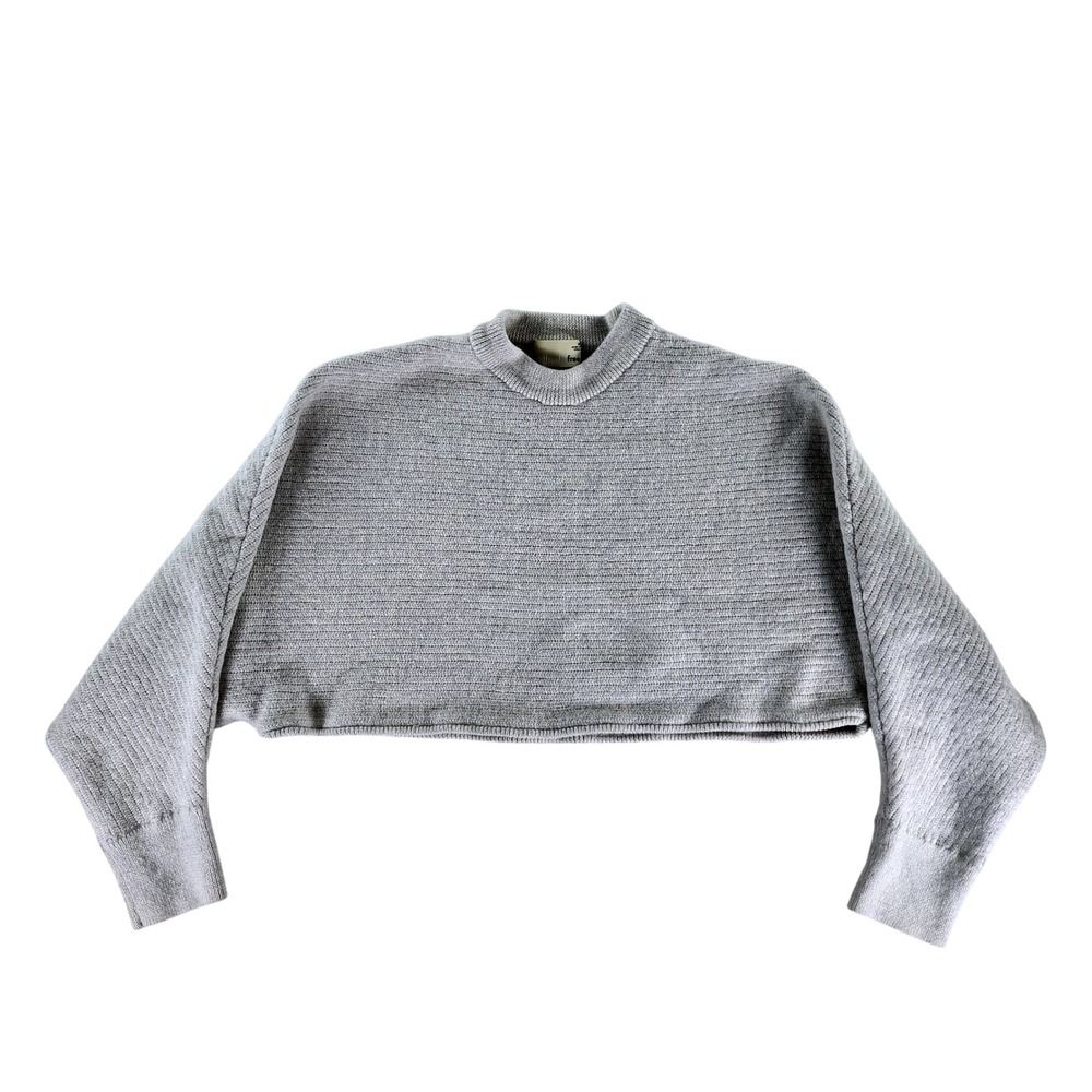 Wilfred Free Sweater Womens M 100% Merino Wool Gray Cropped Cape Dolman Knit